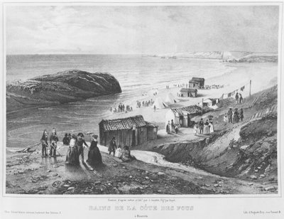 Baths of Cote des Fous at Biarritz, 1840-60 by Jean Jacottet